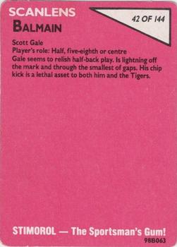 1988 Scanlens #42 Scott Gale Back